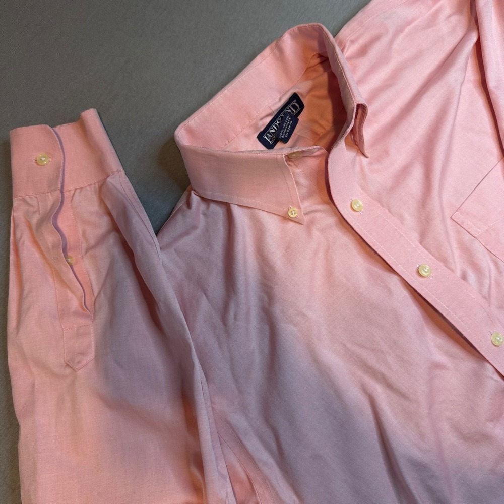 Lands End Mens Pink Wrinkle Free Oxford Button Down Shirt 15.5 33 Regular - Picture 1 of 6